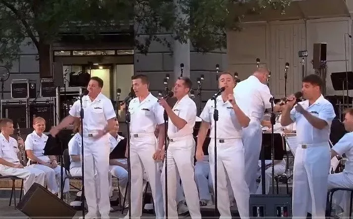 Group Of Soulful Navy Sailors Steps To The Stage To Perform Songs From the 60s But Wait Till The Music Starts