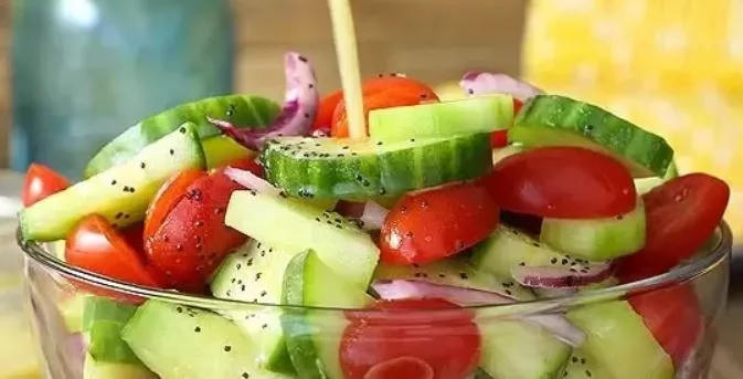 Tomatoes and cucumbers should never be paired in a salad, in case you didn’t know.