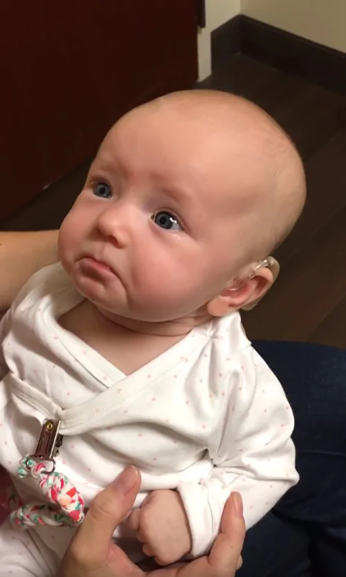 For the first time, baby hears his mother’s voice