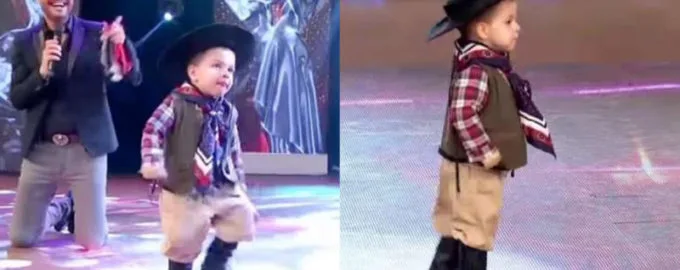 The two-year-old child came on stage and surprised everyone with his performance